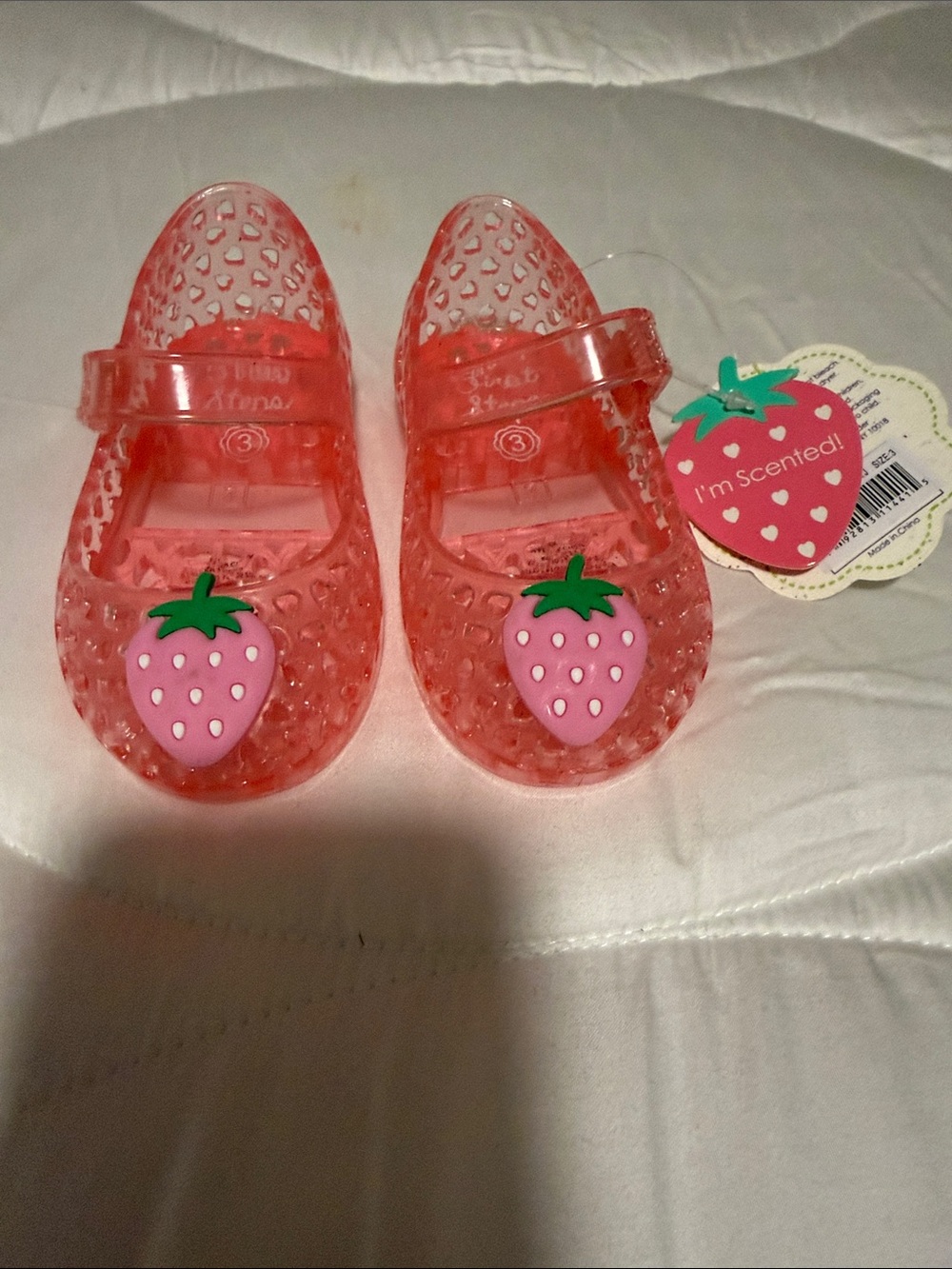 Kids Pink Jelly Strawberry Mary Jane Sandals
